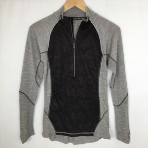 Smartwool PhD Women's Wool Top Long Sleeve Half Zip Pullover Sz Small Black Gray